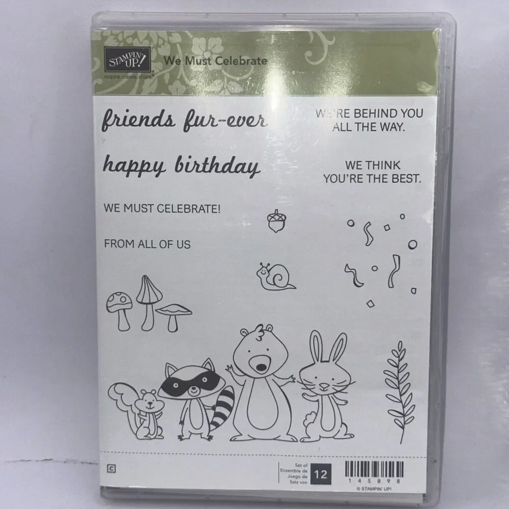 Stampin' Up! Rubber Cling Stamp Set We Must Celebrate (Retired) animals bunny